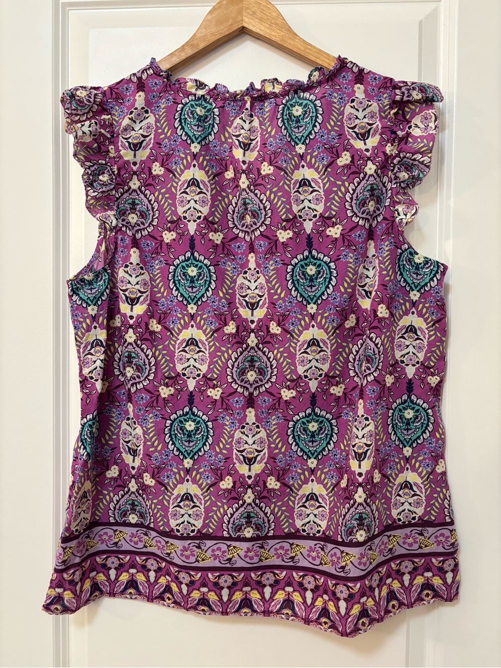 Talbots 100% Cotton Multicolor "Floret Medallion" Print Sleeveless Top, Size L - Picture 2 of 6
